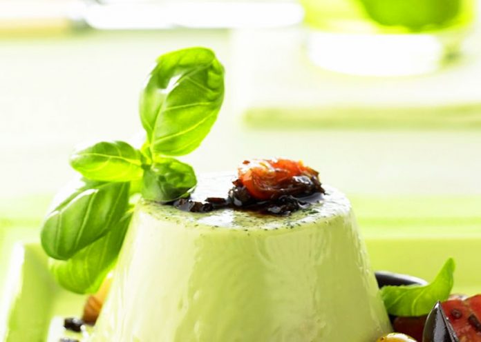 Panna cotta verde piselli e menta