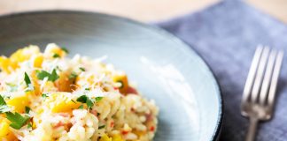 risotto melone, rucola e gorgonzola