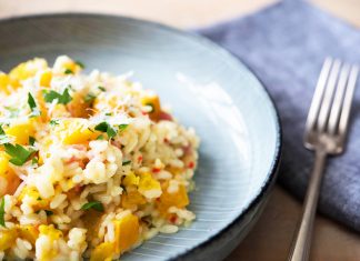 risotto melone, rucola e gorgonzola