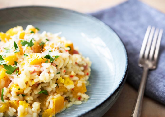 risotto melone, rucola e gorgonzola