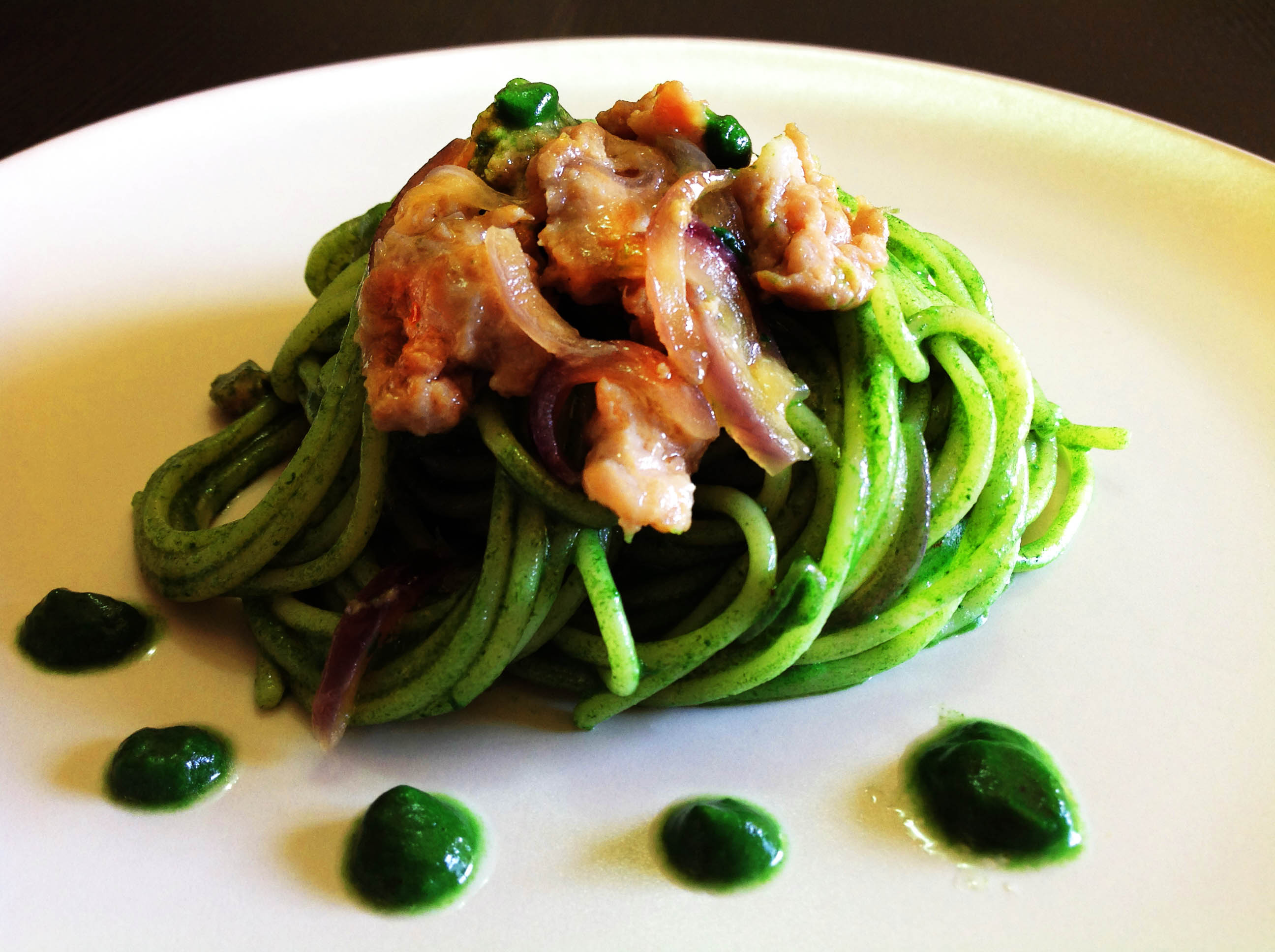 pasta con pesto verde di spinaci