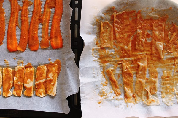 preparazione del bacon vegano