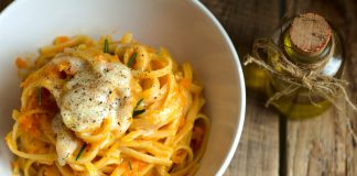 pasta carbonara con zucca