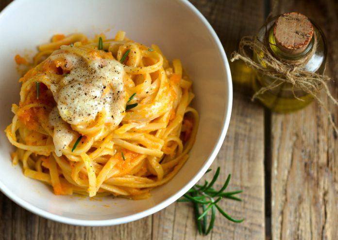 pasta carbonara con zucca