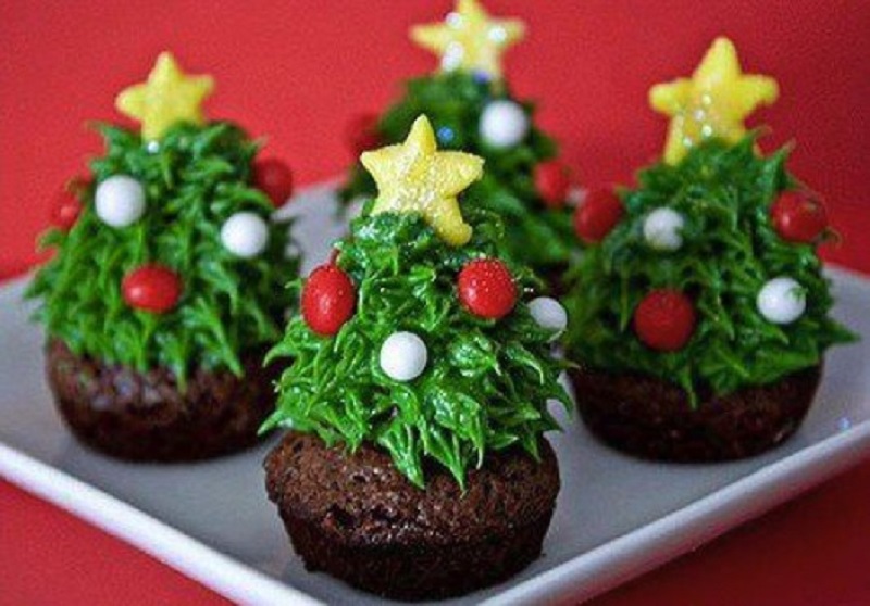 Alberelli cupcake per la tavola di Natale