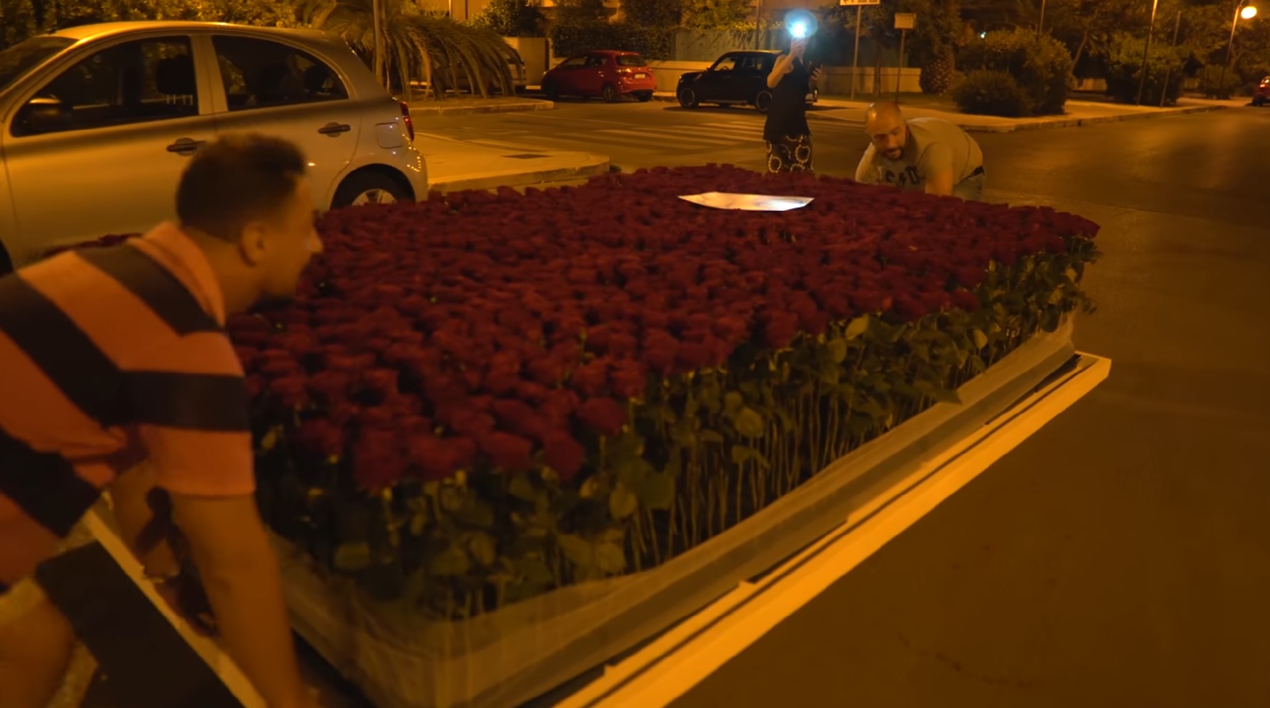 il prato di rose rosse consegnato alla ragazza